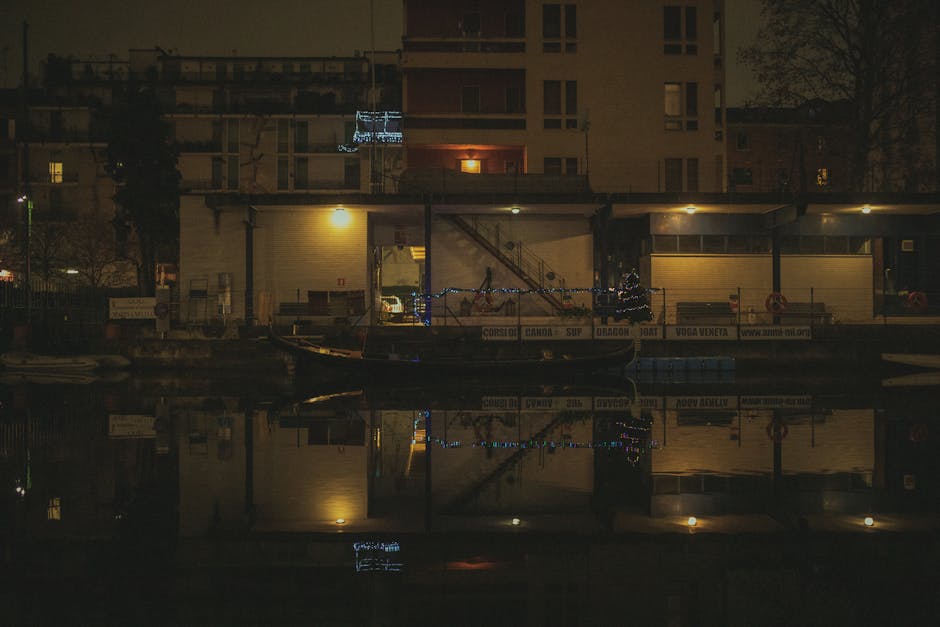 Darsena Milan evening lights reflections