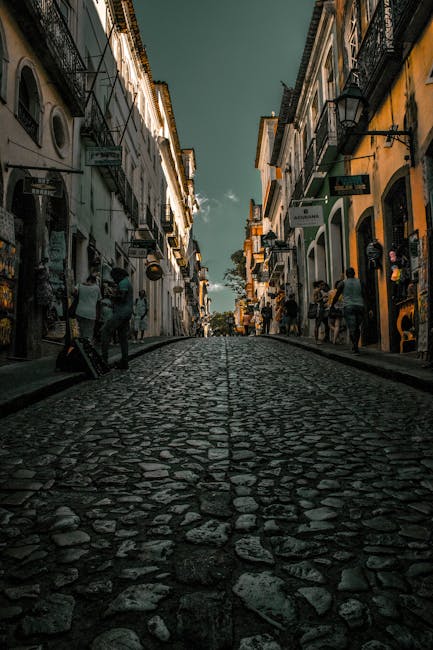 Brera narrow street evening lights