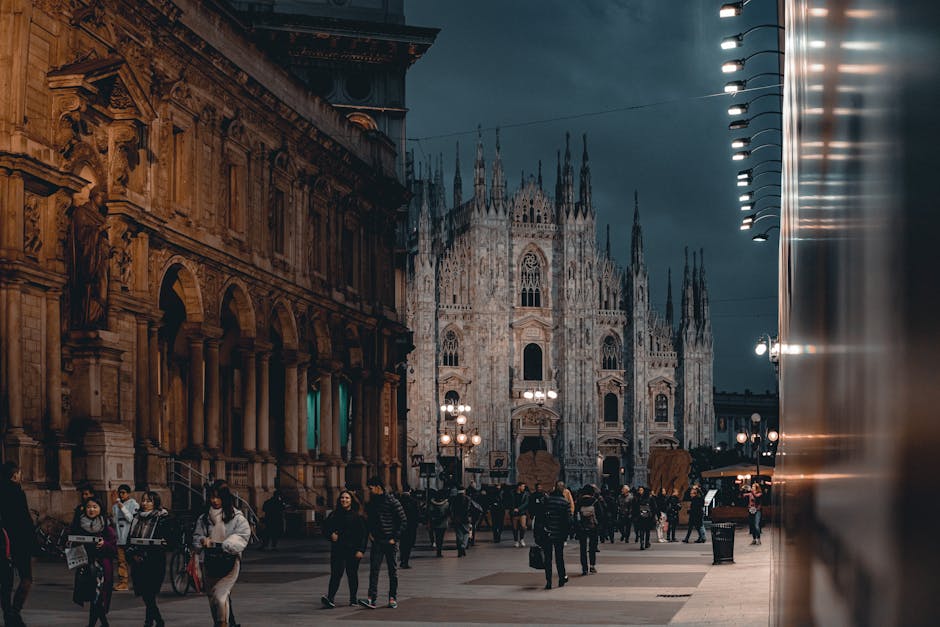 Duomo di Milano night lights facade