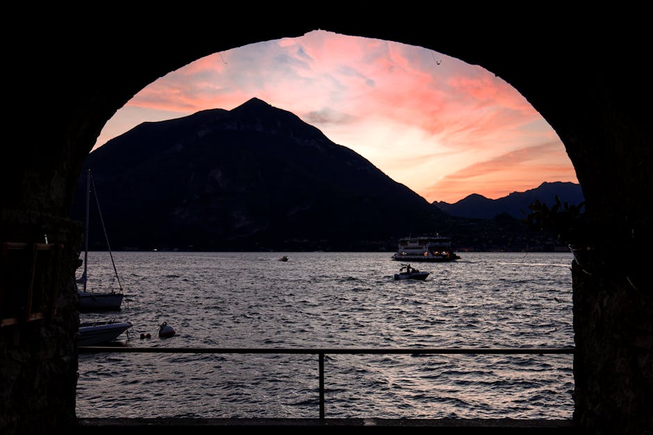 Sunset over Lake Como view Bellagio