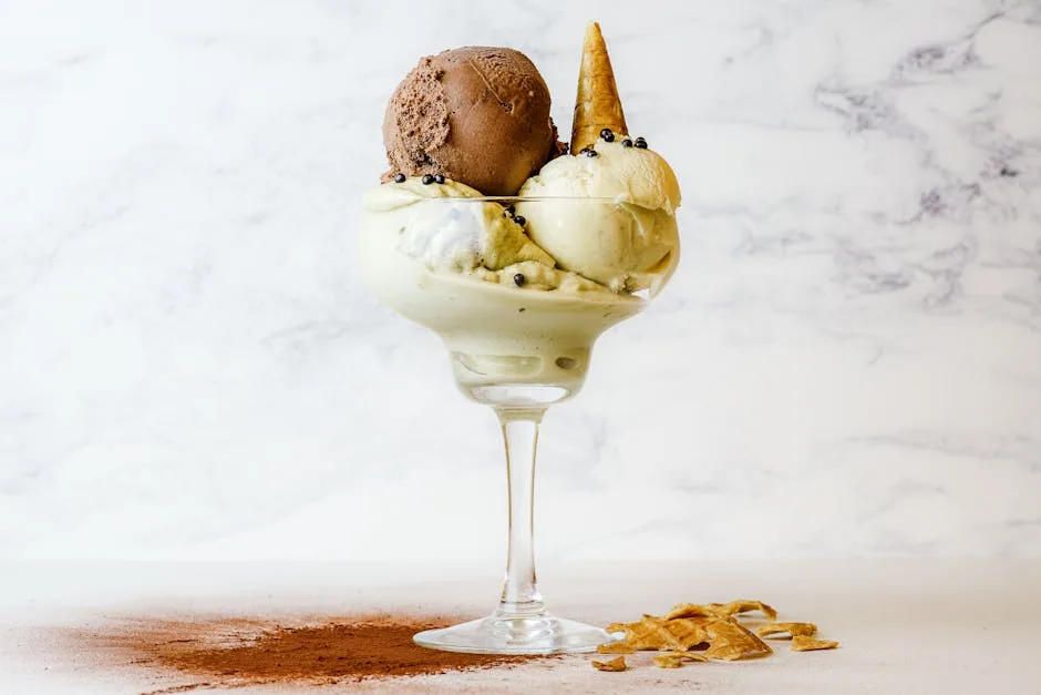 Italian gelato artisan scoop closeup