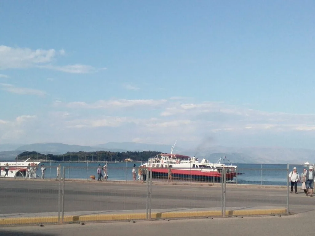 Lake ferry docking bustling quay