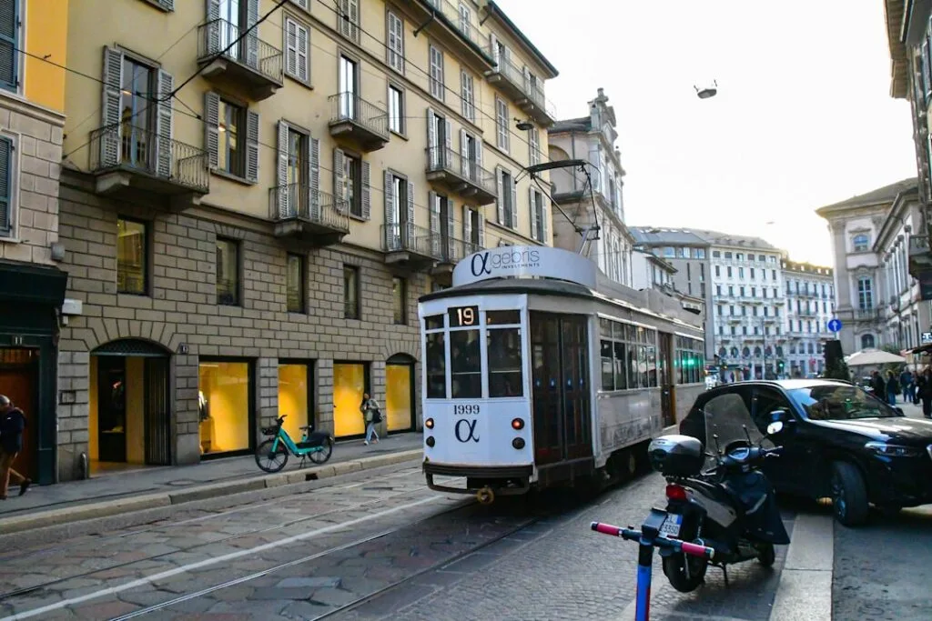 Milano tram evening city