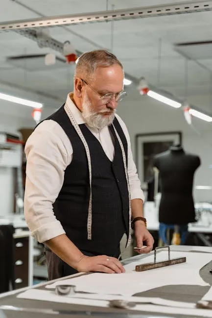Tailleur concentré dessinant des patrons dans un atelier à Milan